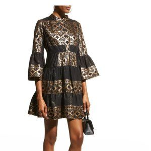 NWT Greek Designer LACE - Black and Gold Dress